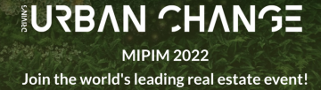 zielona łąka w tle, a  na niej biały napis  Urban Change - MIPIM 2022 