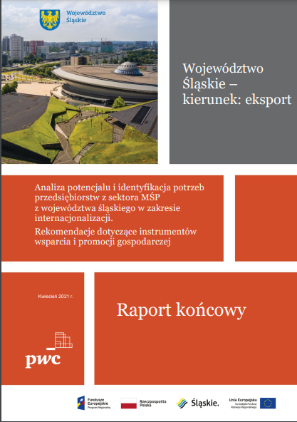 Pierwsza strona analizy "Województwo Śląskie - kierunek: eksport, 2021"